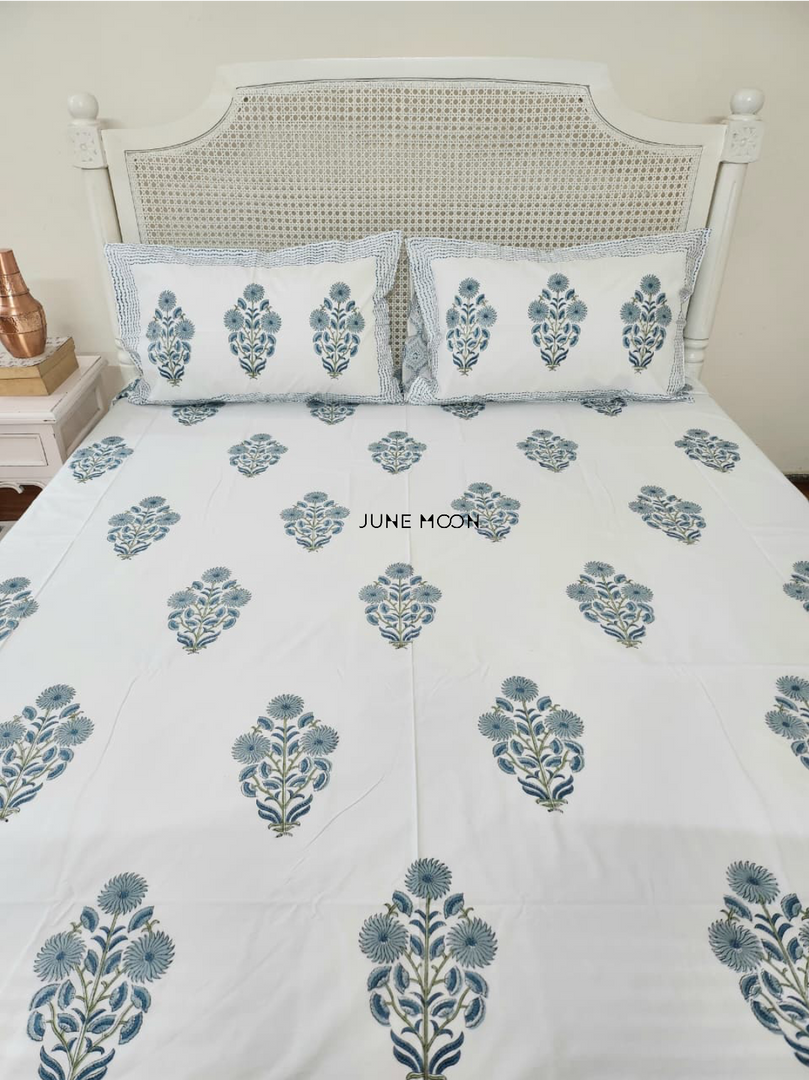 Sensing Serenity - Block Printed Bedsheet Set