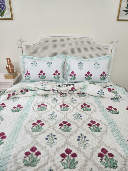 Roseate - Block Printed Muslin Quilt
