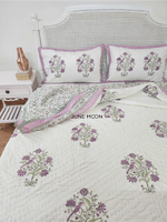 Load image into Gallery viewer, Lavender Fairy - Block Printed Muslin Quilt (Cream Base)

