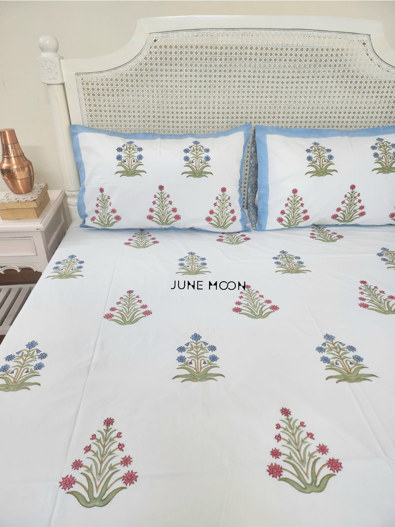 Blossom Terrace - Block Printed Bedsheet Set