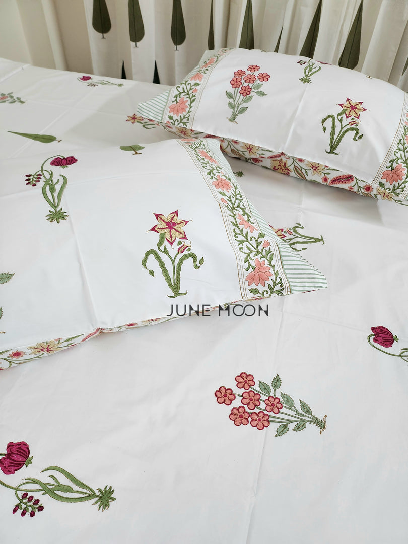 Summer Rouge - Block Printed Bedsheet Set