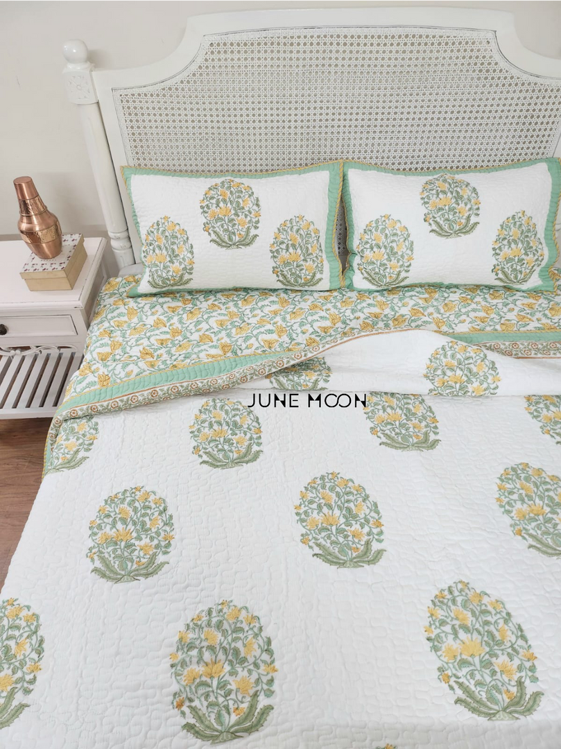 Basket of Gold - Quilted Bedcover Set