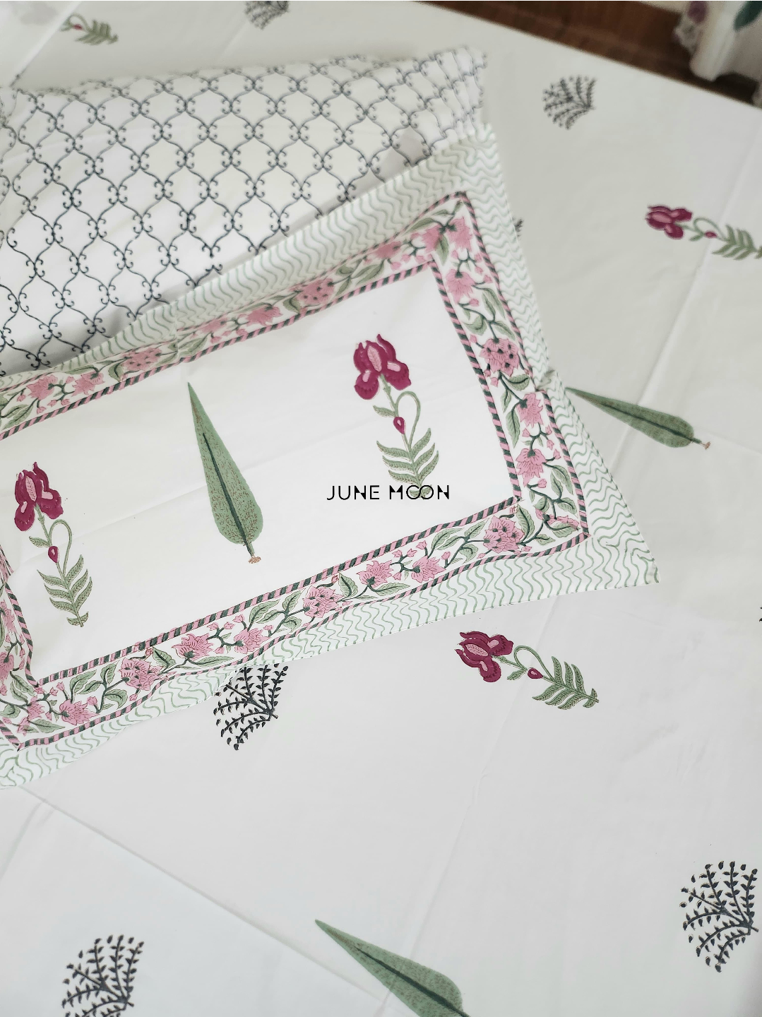 Hued Petals - Block Printed Bedsheet Set