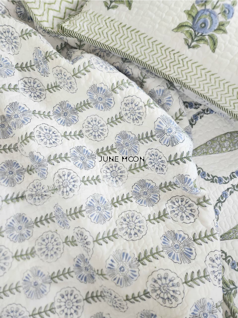 Cool Cascades - Quilted Bedcover Set