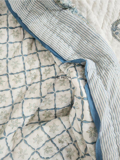 Midnight In Milan - Block Printed Muslin Quilt