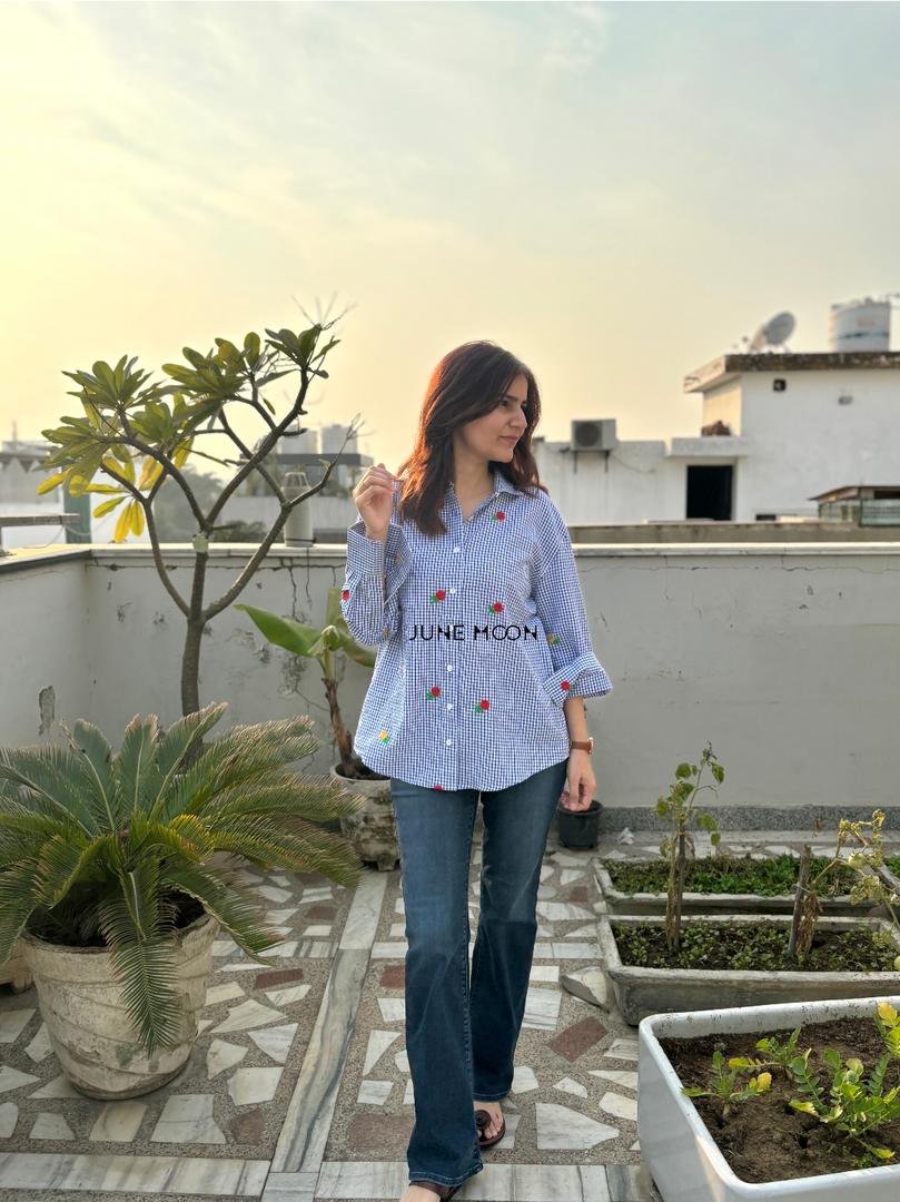 Dainty Drops - Loose Fit Embroidered Shirt