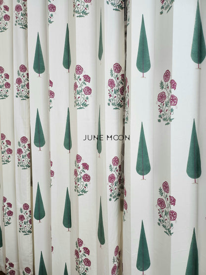 Rose Blush - Block Printed Curtains