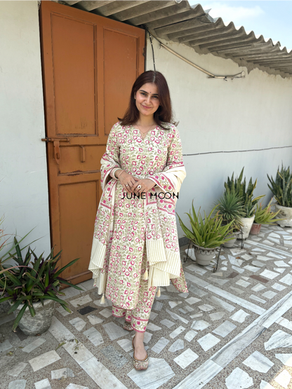 Dilnaaz - Block Printed Suit Set (Kurta, Pants &amp; Dupatta)