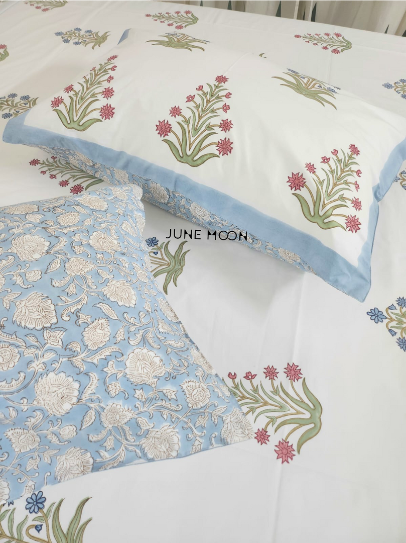 Blossom Terrace - Block Printed Bedsheet Set