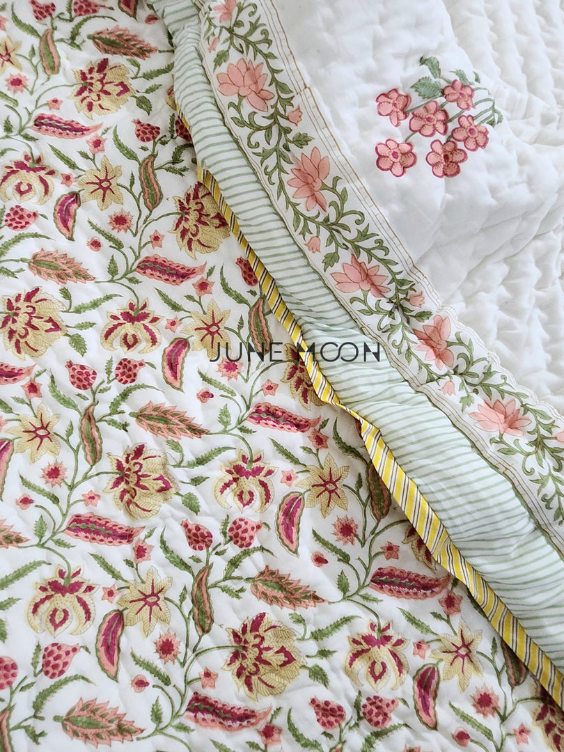 Summer Rouge - Block Printed Muslin Quilt