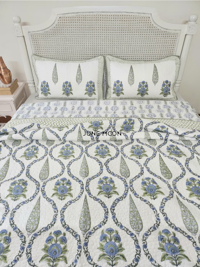 Cool Cascades - Quilted Bedcover Set