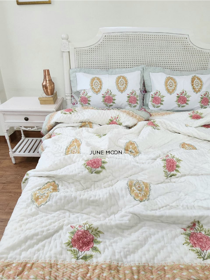 Gulab Mahal - Set of Quilt &amp; Bedsheet