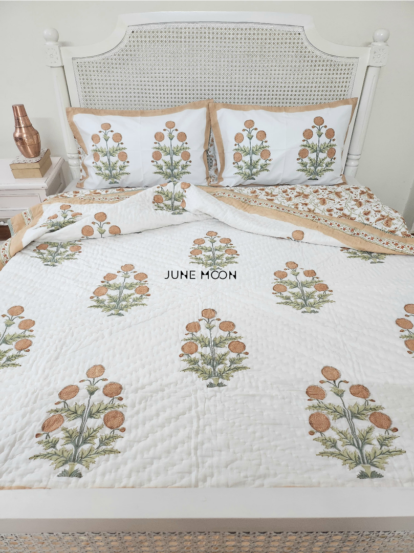 Rhythm of Earth - Block Printed Muslin Quilt