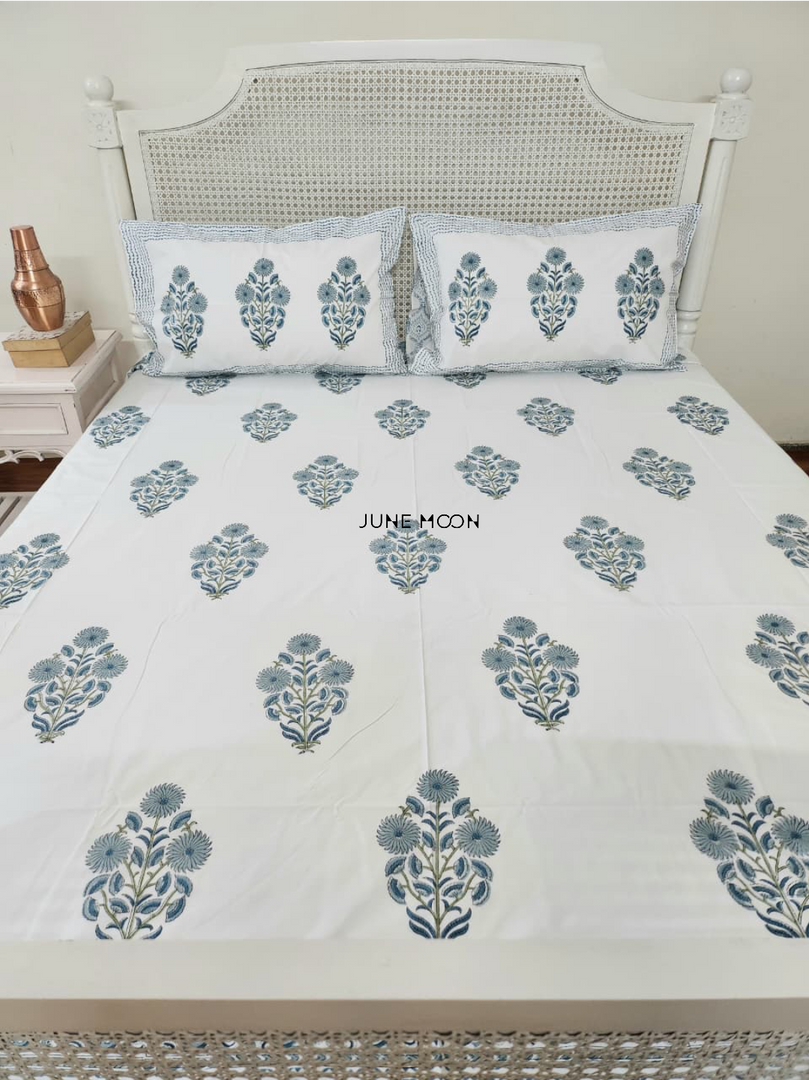 Sensing Serenity - Block Printed Bedsheet Set