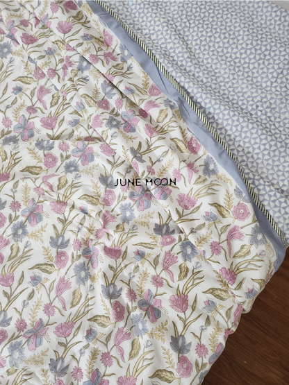 Lavendelle - Block Printed Muslin Dohar