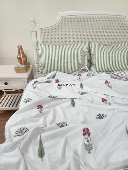 Hued Petals - Block Printed Muslin Dohar