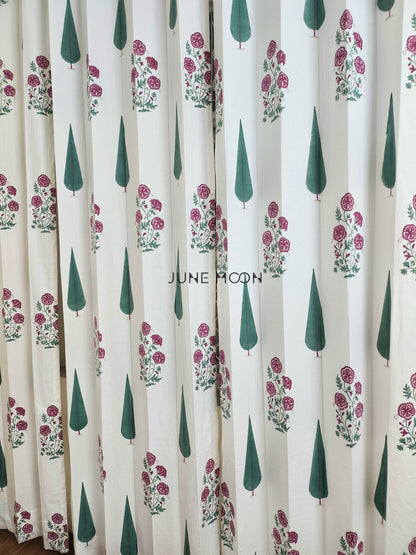 Rose Blush - Block Printed Curtains