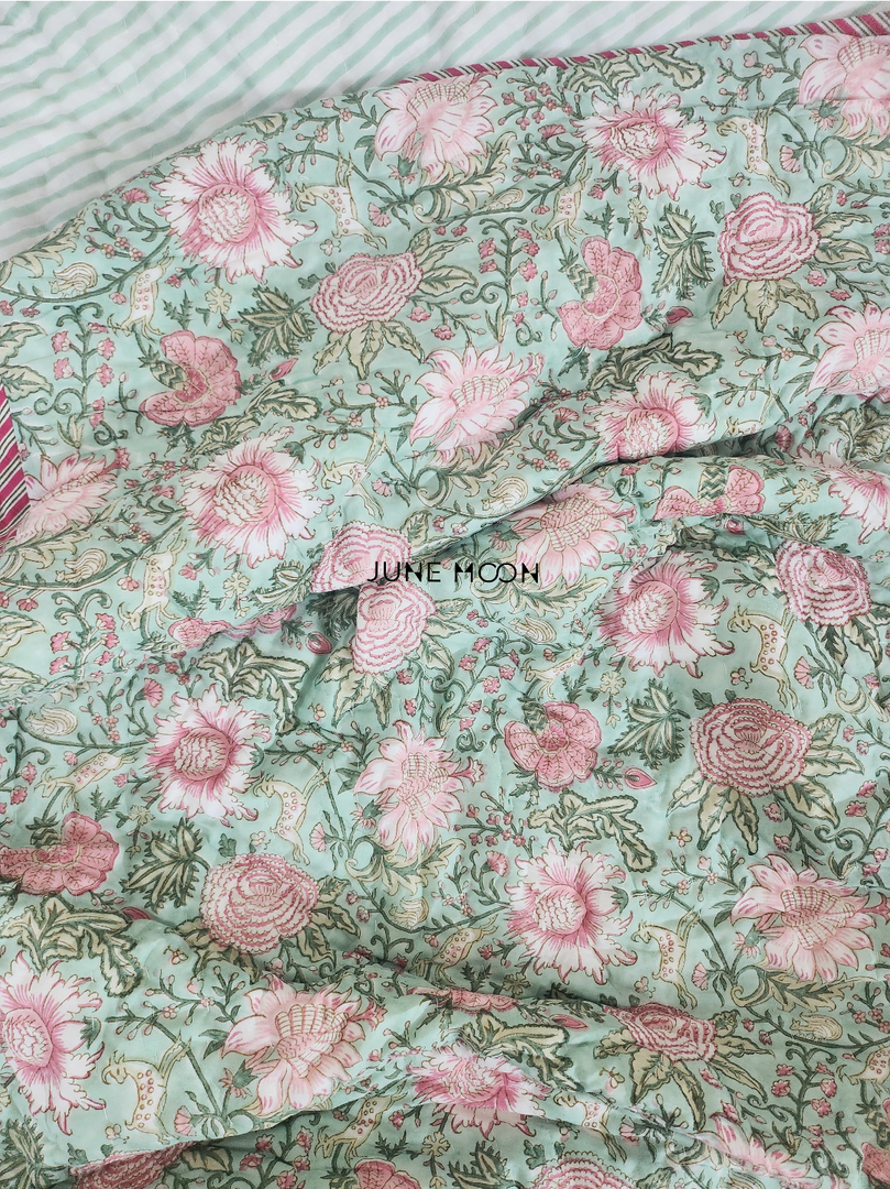 Sagewood - Block Printed Muslin Quilt