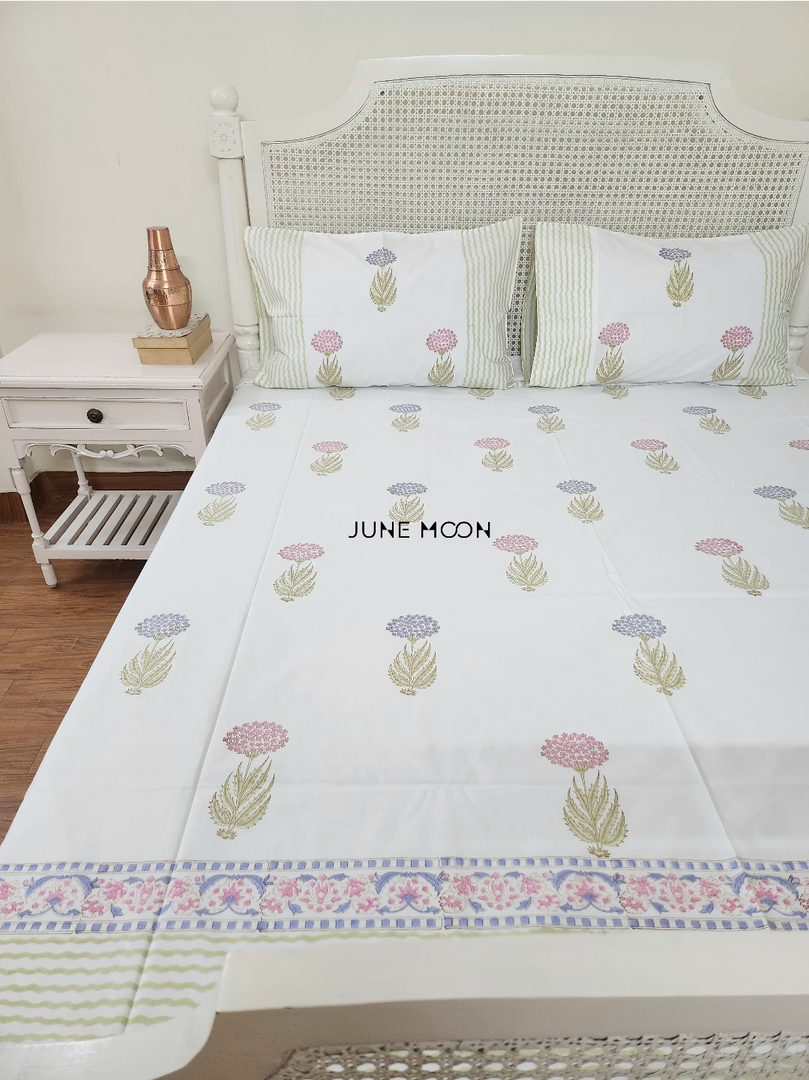 Cosmos - Block Printed Bedsheet Set