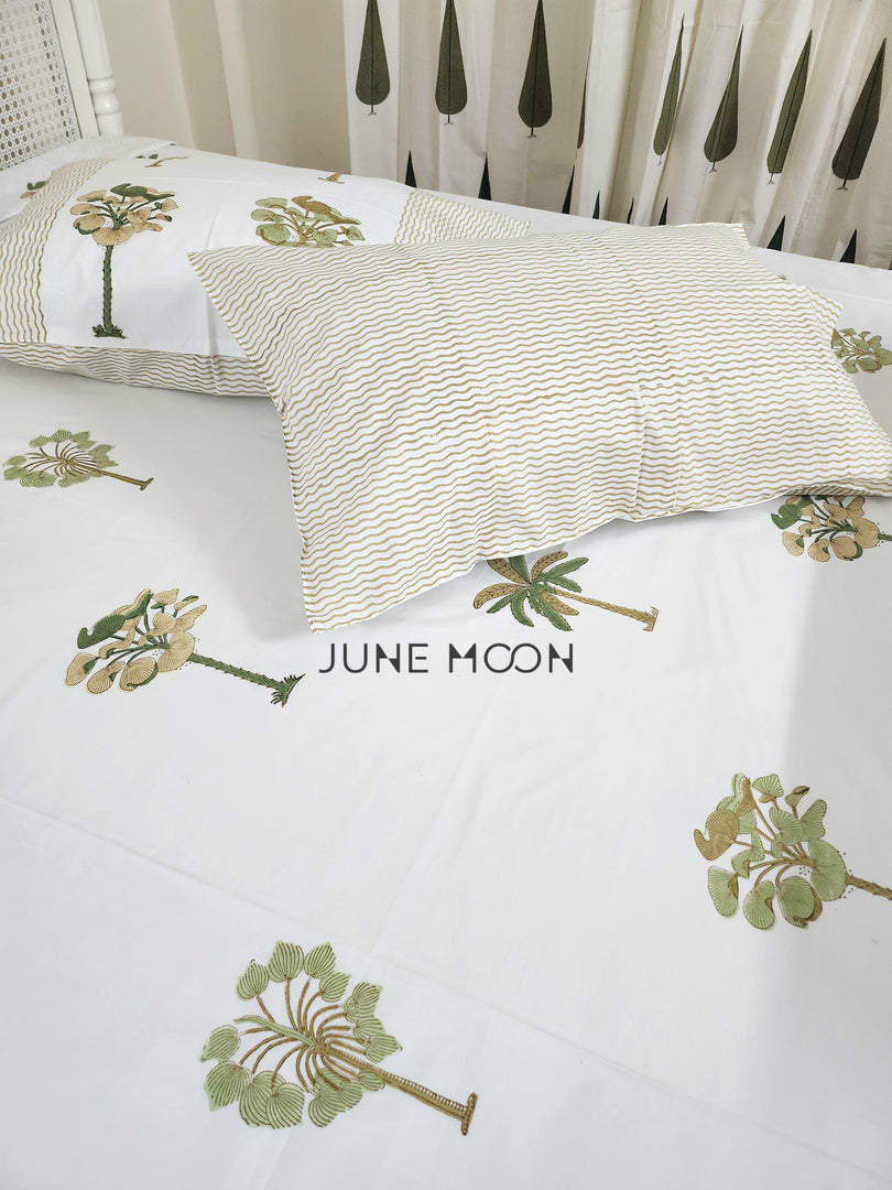 Sultry Greens - Block Printed Bedsheet Set