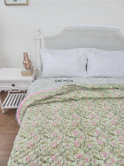 Orchid - Block Printed Muslin Quilt