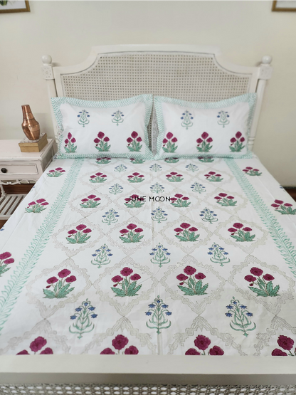Roseate - Block Printed Bedsheet Set