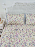 Load image into Gallery viewer, Lavendelle - Block Printed Bedsheet Set (Cream Base)