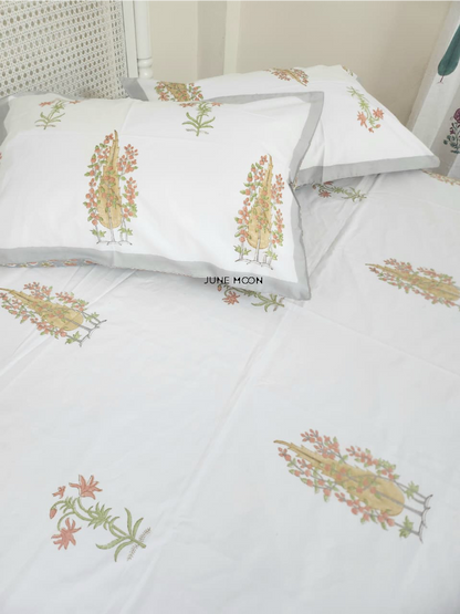 Mandarin Garden - Block Printed Bedsheet Set