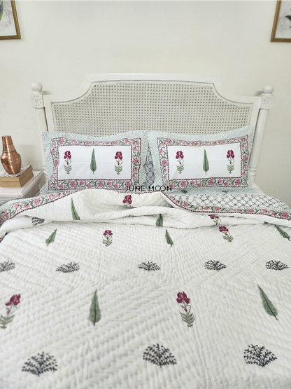 Hued Petals - Set of 2 Single Quilts