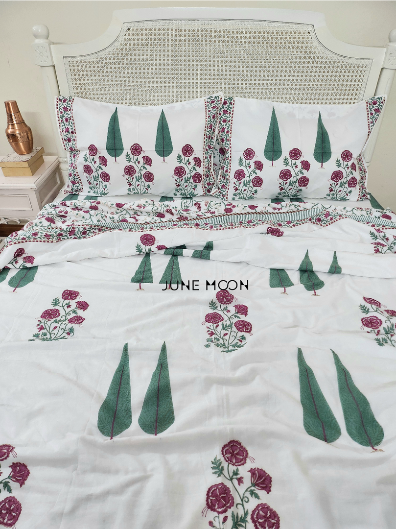 Rose Blush - Block Printed Muslin Dohar