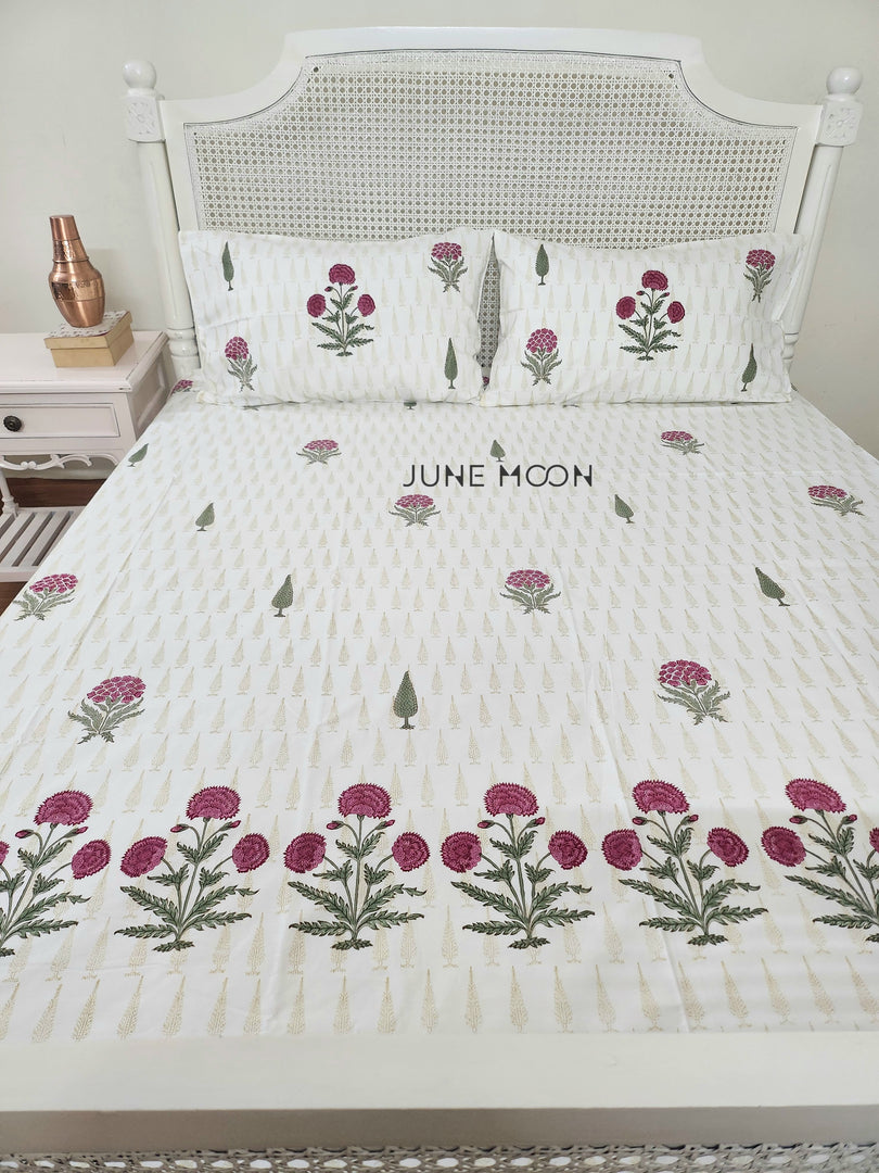 Zehnaseeb - Block Printed Bedsheet Set