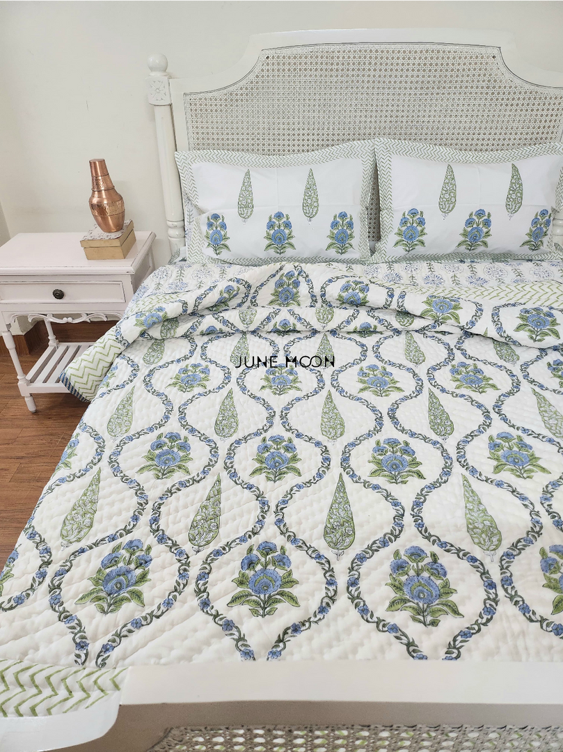 Cool Cascades - Set of Quilt & Bedsheet