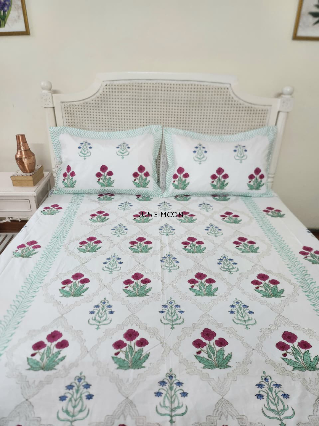 Roseate - Block Printed Bedsheet Set