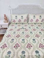 Load image into Gallery viewer, Sadabahaar - Block Printed Bedsheet Set (Cream Base)

