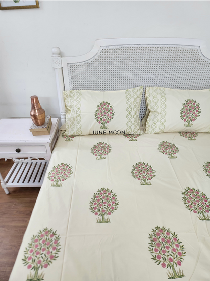 Samriddhi - Block Printed Bedsheet Set (Cream Base)