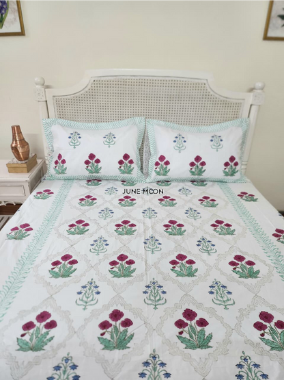 Roseate - Block Printed Bedsheet Set