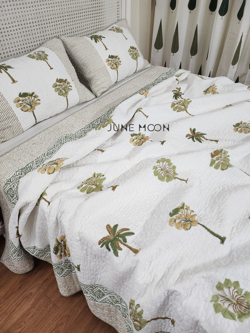 Sultry Greens - Quilted Bedcover Set