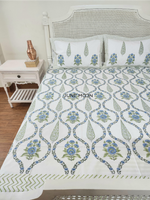 Load image into Gallery viewer, Cool Cascades - Block Printed Bedsheet Set