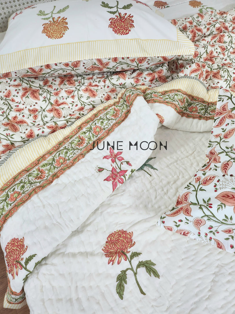 Candied Sun - Block Printed Muslin Quilt