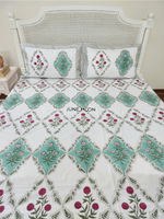 Load image into Gallery viewer, Mint To Be - Block Printed Bedsheet Set
