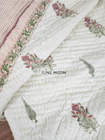 Load image into Gallery viewer, Sweet Escape - Block Printed Muslin Quilt (Off White Base)
