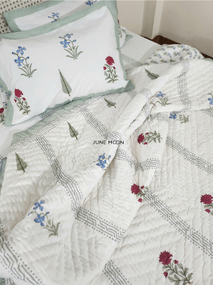 French Garden - Block Printed Muslin Quilt