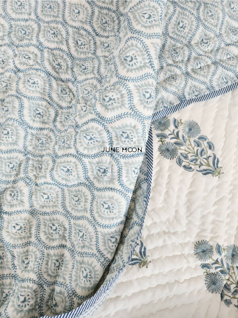 Sensing Serenity - Block Printed Muslin Quilt
