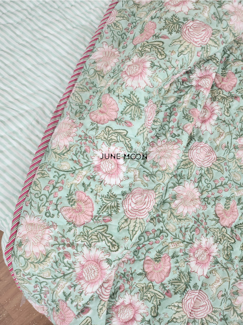 Sagewood - Block Printed Muslin Quilt