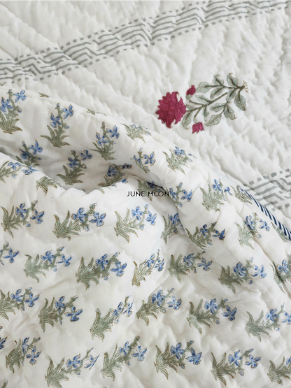 French Garden - Block Printed Muslin Quilt