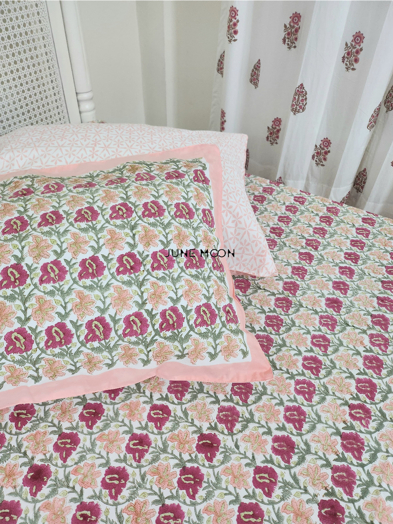 Roseate - Block Printed Bedsheet Set