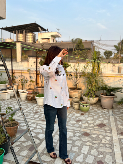 Dainty Drops - Loose Fit Embroidered Shirt