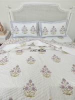 Load image into Gallery viewer, Lady Lilac -Block Printed Muslin Quilt
