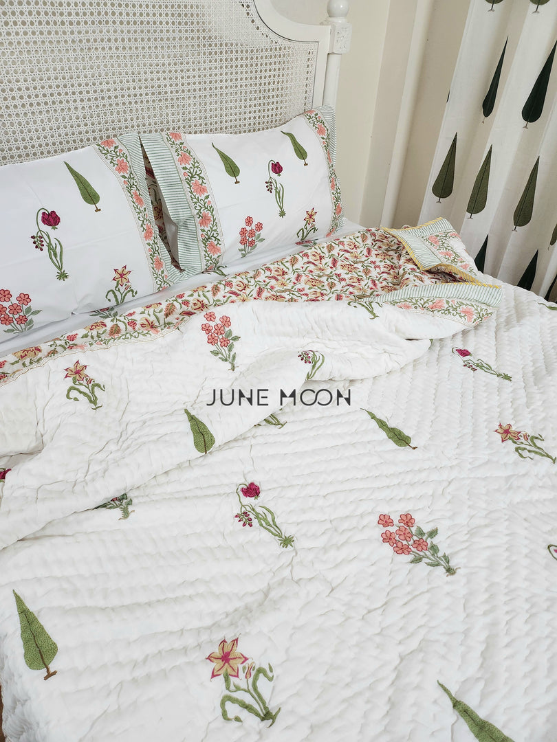 Summer Rouge - Block Printed Muslin Quilt