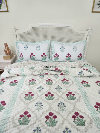 Roseate - Block Printed Muslin Quilt